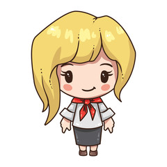Vector illustration of business girl, secretary  or teacher in formal dress. 