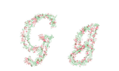 Flower alphabet. Colorful font. Uppercase, lowercase and numbers.