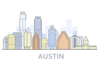 Austin cityscape, Texas - city panorama of Austin, skyline of downtown
