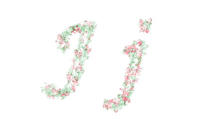 Flower alphabet. Colorful font. Uppercase, lowercase and numbers.