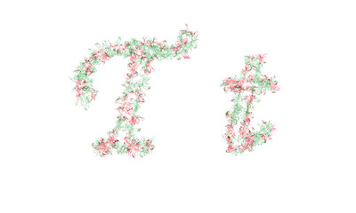 Flower alphabet. Colorful font. Uppercase, lowercase and numbers.