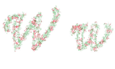 Flower alphabet. Colorful font. Uppercase, lowercase and numbers.