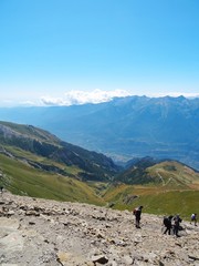 Obraz premium Nature, meadows and peaks that characterize the landscape of the Italian Alps in Val di Susa, near the village of 