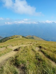 Naklejka premium Nature, meadows and peaks that characterize the landscape of the Italian Alps in Val di Susa, near the village of 