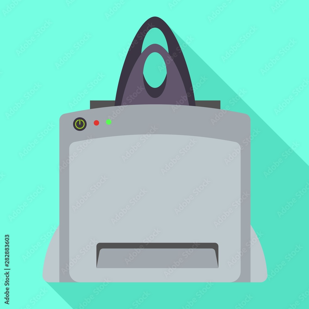 Poster top view printer icon. flat illustration of top view printer vector icon for web design