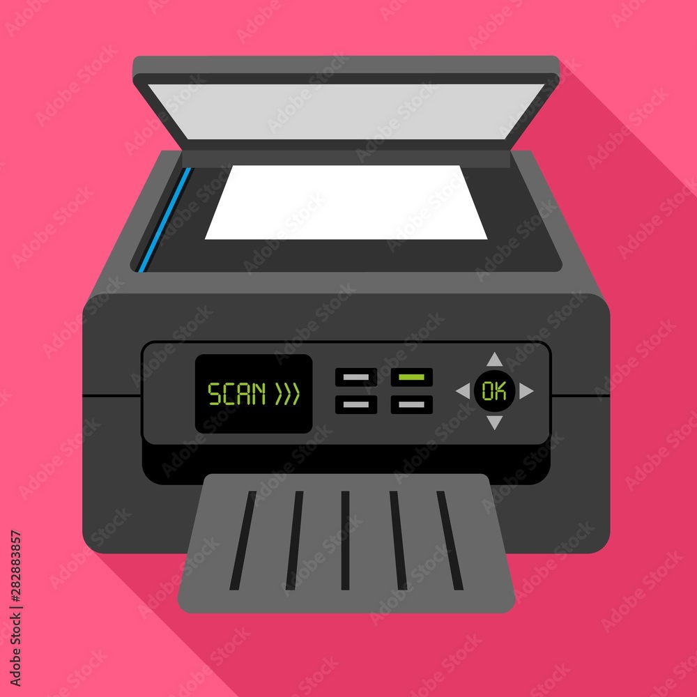 Poster scan printer icon. flat illustration of scan printer vector icon for web design