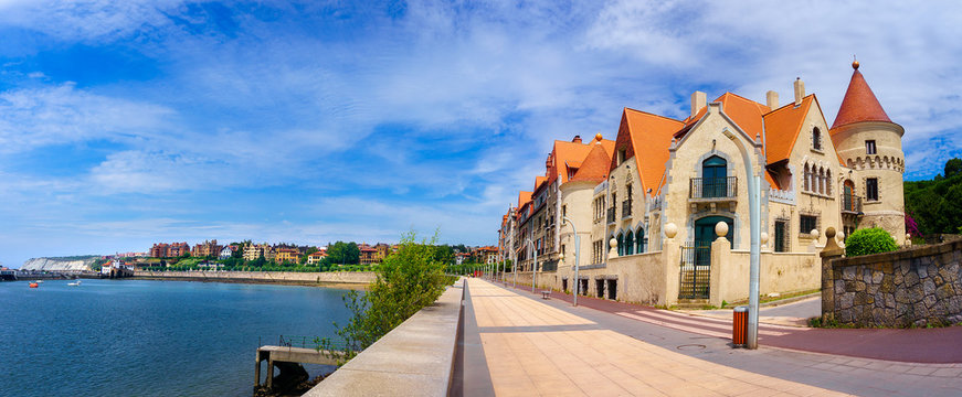 Panorama of Neguri dock in Getxo