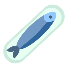 Market packed fish icon. Flat illustration of market packed fish vector icon for web design