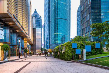 the light trails on the modern building background