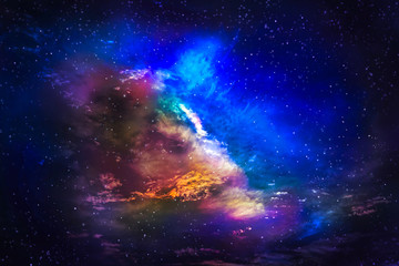 Abstract colorful star and nebular and galaxy background.