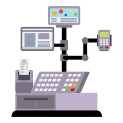 Cashier payment terminal icon. Flat illustration of cashier payment terminal vector icon for web design