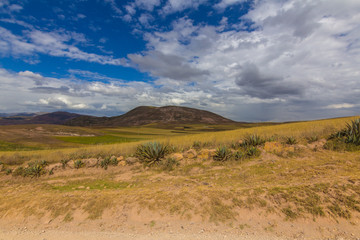 Fototapeta na wymiar Dirt road in the Sacred Valley of the Incas, Peru.