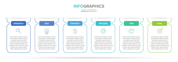 Vector infographic label template with icons. 6 options or steps. Infographics for business concept. Can be used for info graphics, flow charts, presentations, web sites, banners, printed materials.