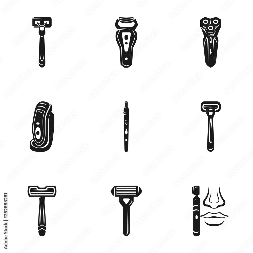 Poster man shaver icon set. simple set of 9 man shaver vector icons for web design isolated on white backgr