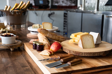 Bread and cheese assortment at restaurant