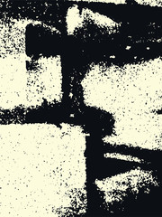 Abstract grunge vector background. Monochrome handcrafted composition of irregular graphic elements.