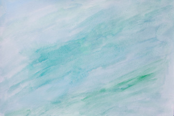 Abstract painted colorful watercolor background - lignt blue and green colors