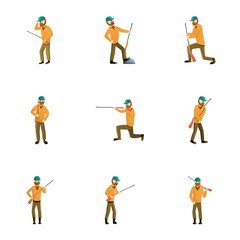 Fototapeta na wymiar Camo hunter icon set. Cartoon set of 9 camo hunter vector icons for web design isolated on white background