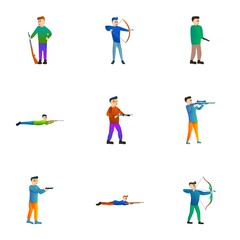 Fototapeta na wymiar Shooting sport icon set. Cartoon set of 9 shooting sport vector icons for web design isolated on white background