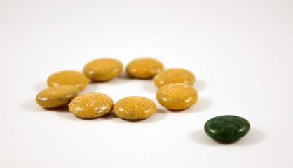 pills on white background