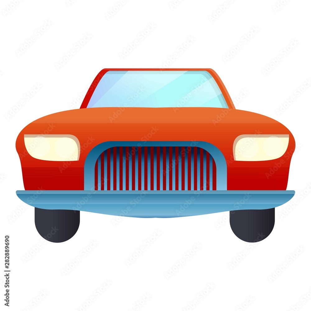 Poster front red cabriolet icon. cartoon of front red cabriolet vector icon for web design isolated on whit