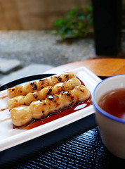 Japanese Sweet dango with tea