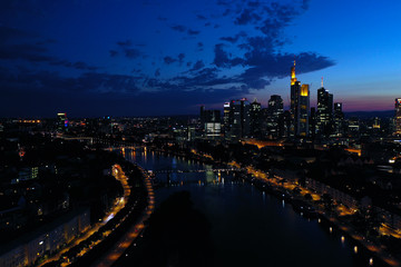 Fototapeta na wymiar Frankfurt City at Night Time