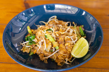 Thai food. Stir fried flat noodle and pork with dark soy sauce ( Pad See-Ew )