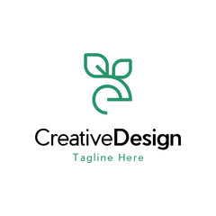 letter E and leaf logo vector, Modern natural leaf on E sign icon design logo concept icon template	