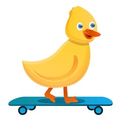 Yellow duck skateboard icon. Cartoon of yellow duck skateboard vector icon for web design isolated on white background