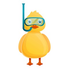 Yellow duck diving mask icon. Cartoon of yellow duck diving mask vector icon for web design isolated on white background