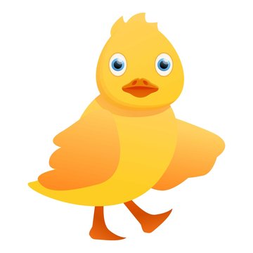 Funny yellow duck icon. Cartoon of funny yellow duck vector icon for web design isolated on white background