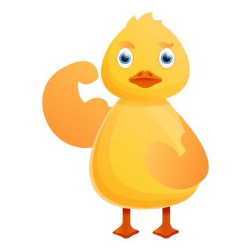 Bodybuilder yellow duck icon. Cartoon of bodybuilder yellow duck vector icon for web design isolated on white background