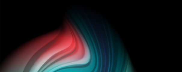Abstract wave lines fluid rainbow style color stripes on black background. Artistic illustration for presentation, app wallpaper, banner or poster