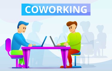 Coworking concept banner. Cartoon illustration of coworking vector concept banner for web design