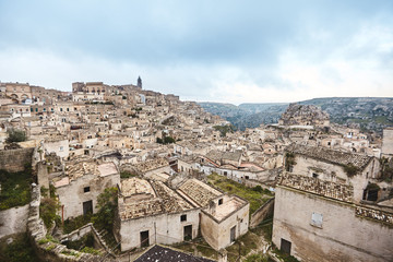 Fototapeta na wymiar Breathtaking view of the ancient town of Matera, southern Italy.