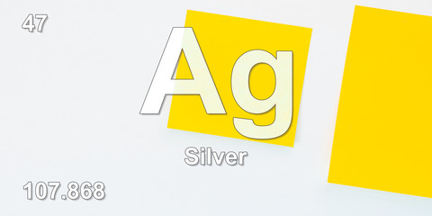 Silver chemical element  physics and chemistry illustration backdrop