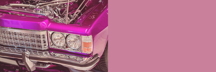 Custom Classic Vintage Car Banner With Copy Space