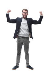 in full growth. confident modern man . isolated on white