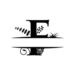 Decorative monogram split letter graphic design template isolated