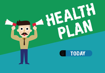 Naklejka premium Handwriting text writing Health Plan. Concept meaning Any strategy that offers medical services to its members.