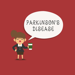 Word writing text Parkinson s is Disease. Business concept for nervous system disorder that affects movement.