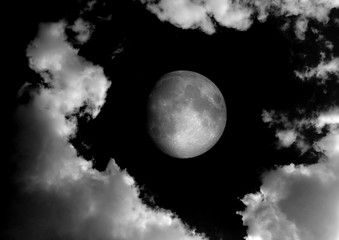 The moon in the night sky