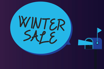 Word writing text Winter Sale. Business concept for Discounts offered at the end of year Holiday sales lower prices.