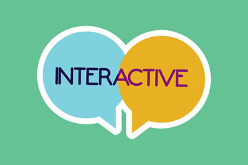 Conceptual hand writing showing Interactive. Business photo showcasing Involving communication connection between showing or things.