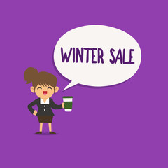Conceptual hand writing showing Winter Sale. Business photo text Discounts offered at the end of year Holiday sales lower prices.