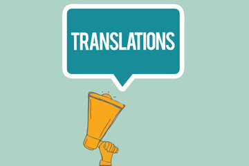Conceptual hand writing showing Translations. Business photo text Process of translating texts from one language into another.
