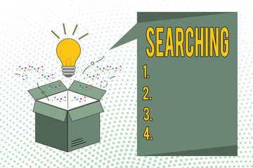 Writing note showing Searching. Business photo showcasing Looking for someone or something Seeking Examining reading.