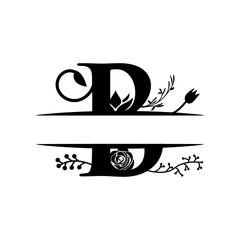 Decorative monogram split letter graphic design template isolated