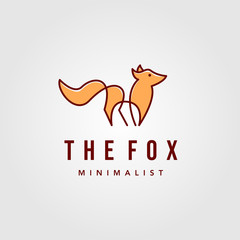 modern minimalist line art orange fox logo designs
